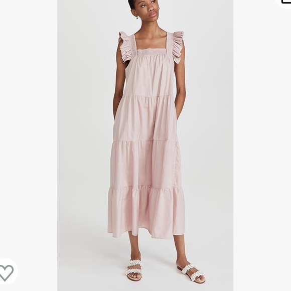 English Factory Tiered Midi Dress in dust pink pockets - Picture 10 of 10